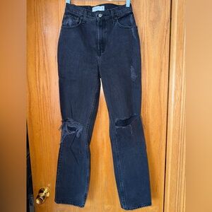 Abercrombie & Fitch Distressed 90s Ultra High Rise Straight Leg Curve Love Jeans